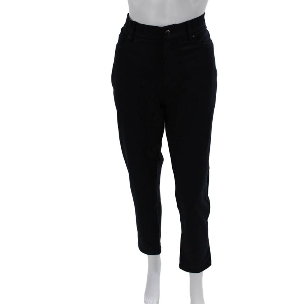 Patrick Assaraf Unisex Ankle Cropped Pants Black Button Size 34